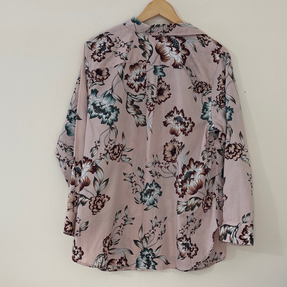 Lauren Ralph Lauren Button-Down Shirt Floral 100% Cotton Blush Pink Plus Size 1X - Picture 9 of 12